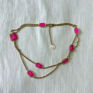 Kendra Scott Kelsie Station Necklace Gold Magenta